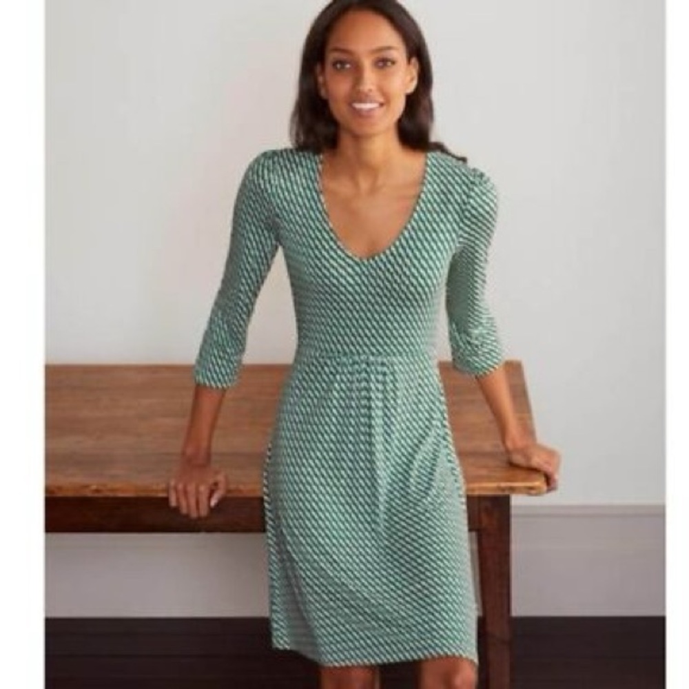 Boden Hattie Stretch Jersey Knit Dress Geometric Fun Soft Girl Elevated Casual